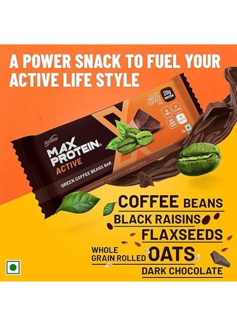 RiteBite Max Protein Active Green Coffee Beans Bars 840g - Pack of 12 (70g x 12)