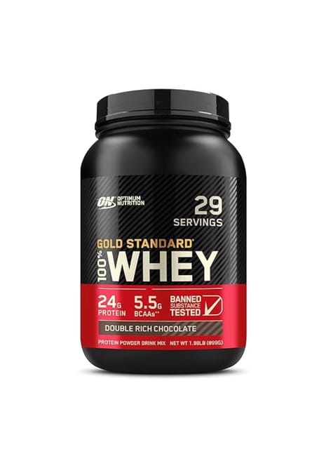 Optimum Nutrition (ON) Gold Standard 100% Whey Protein Powder - 2 lbs, 907 g (Double Rich Chocolate)