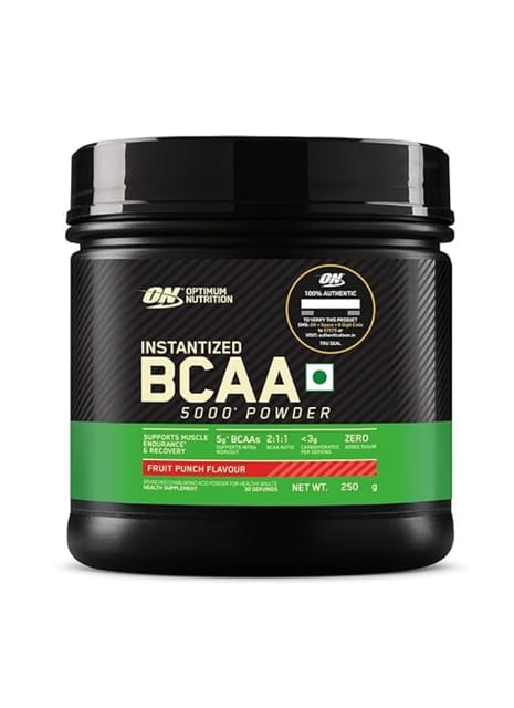 Optimum Nutrition BCAA, 5g BCAAs in 2:1:1 Ratio, 30 servings, For Muscle Recovery & Endurance, Intra workout, Informed Choice certified (250gm, Fruit Punch)