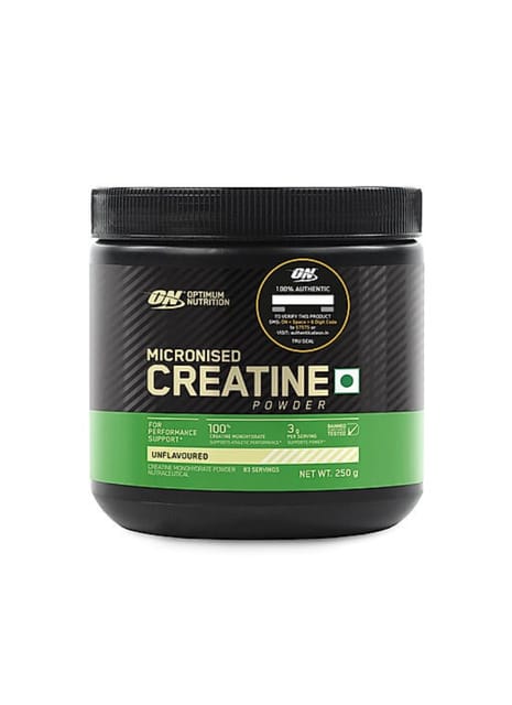 Optimum Nutrition (ON) Micronized Creatine Powder - 250 Gram, 83 Serves, 3g of 100% Creatine Monohydrate per serve, Supports Athletic Performance & Power, Unflavored.Nutrition (ON) Micronized Creatine Monohydrate Powder - 300 Grams (Unflavored)