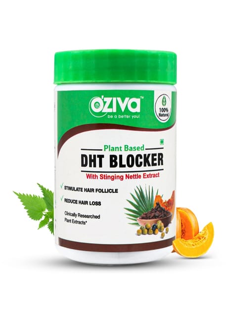 OZiva Plant Based DHT Blocker (With Stinging Nettle, Beta Sitosterol, Pumpkin Seed, Pine Bark), 60 Capsules