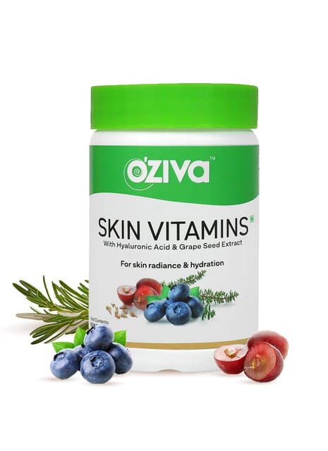 OZiva Skin Vitamins (With Hyaluronic Acid and Grape Seed Extract), 60 Capsules