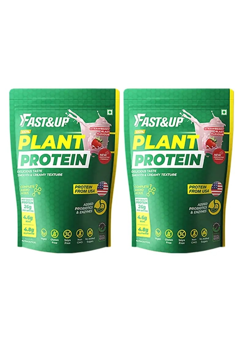 Fast & Up Vegan Plant Protein (31g Protein – Pea isolate & Brown Rice protein blend For Strength Recovery & Energy Boost, (1.32 kg )