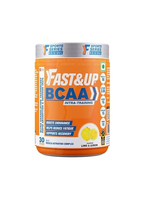 Fast&Up BCAA 2:1:1 for Pre/Intra/Post Workout with Arginine, Glutamine and Muscle Activation Boosters - 450 gms - Lime&Lemon Flavour