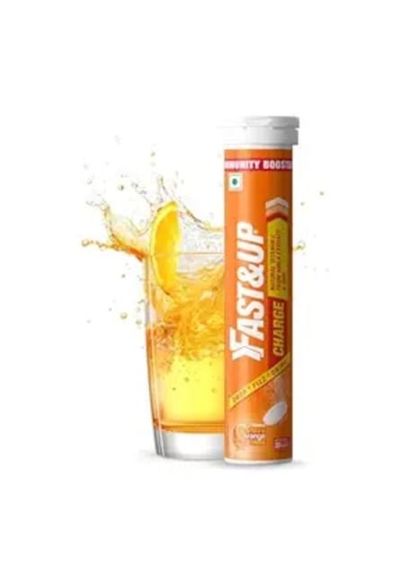 Fast&Up Charge with Natural Vitamin C and Zinc for Immunity - 20 Effervescent Tablets - Orange Flavour