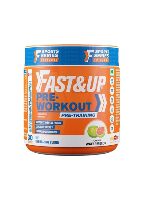 Fast&Up Pre Workout Supplement - Sports training - Energy and Power Performance - Caffeine - 30 Servings - Watermelon