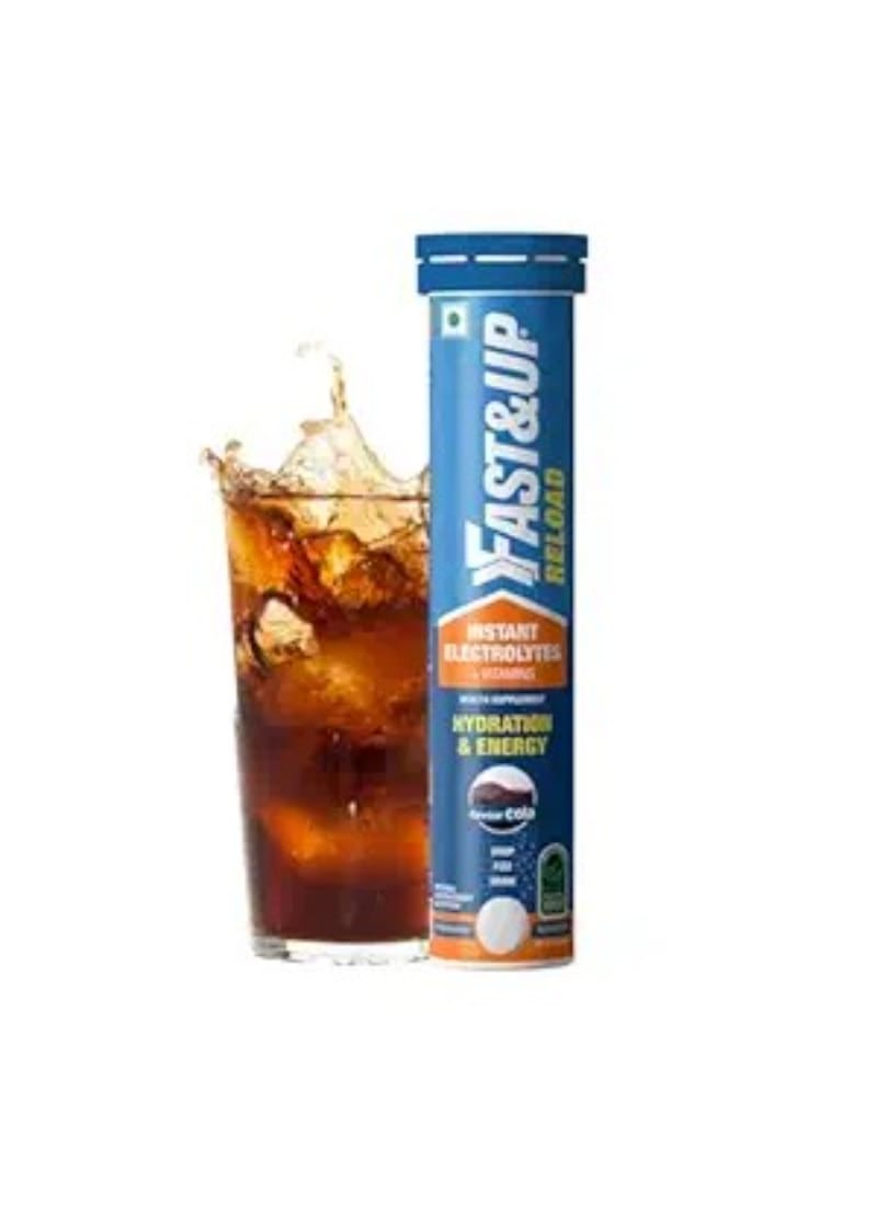 Fast&Up Reload Electrolytes Energy Drink and Instant Hydration Sports Drink - 20 Effervescent Tablets - Cola Flavour