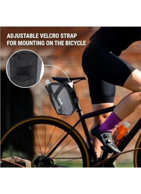 Aivin Saddle Bag with Water Bottle Pouch for Bicycles (Black/Grey)