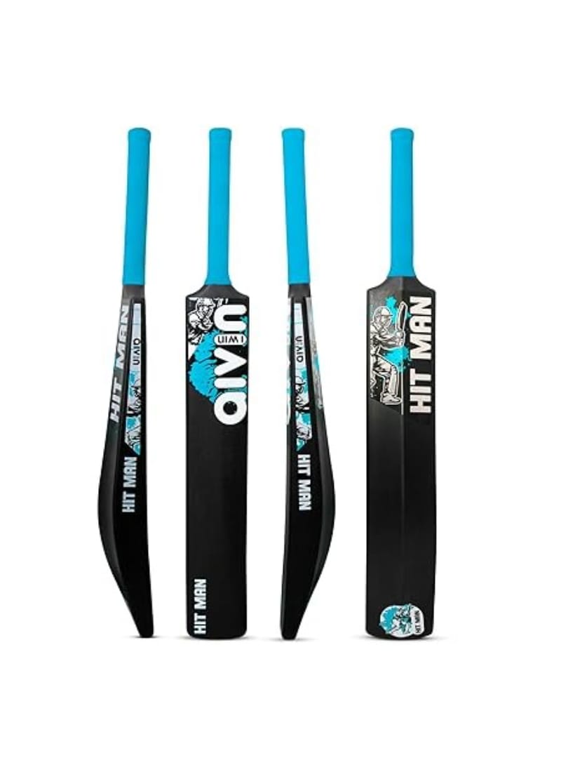 Aivin HIT-MAN Heavy Duty PVC/Plastic Cricket Bat (Standard Size, Black/Blue)