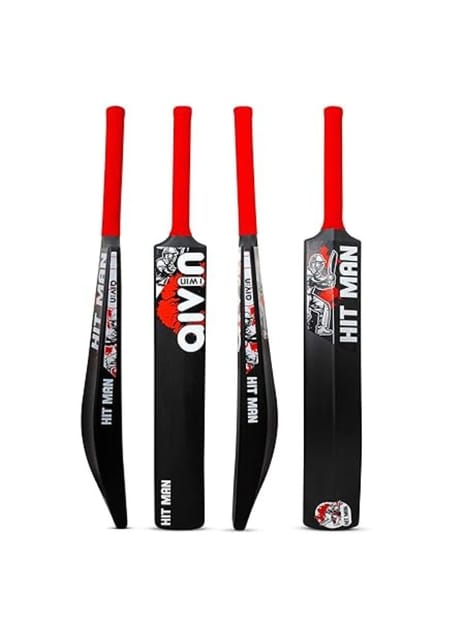 Aivin HIT-MAN Heavy Duty PVC/Plastic Cricket Bat (Standard Size, Black/Red)