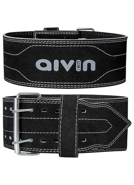 Aivin Jumbo Black Leather Gym Belt with Lever for Men & Women (M)