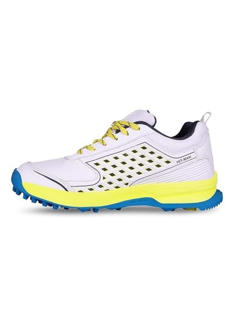 Aivin Hit-Man Cricket Shoes for Men ( White/Yellow )