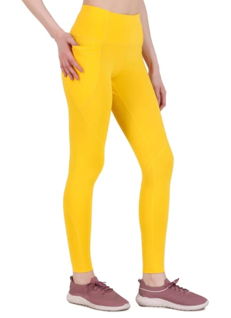 Nylon 4 Pocket Compression Legging/Tights For Women (Yellow)