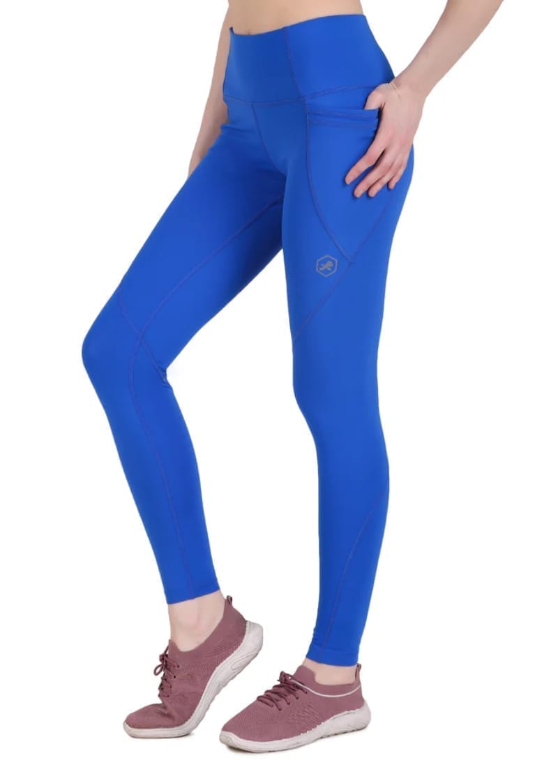 Nylon 4 Pocket Compression Legging/Tights For Women (Royal Blue)