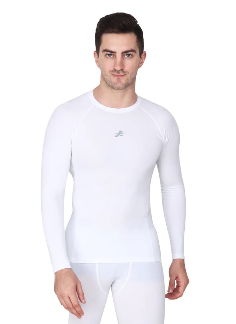 Nylon Compression Tshirt Full Sleeve Tights For Men (White)