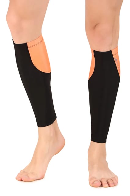 Polyester Compression Calf Sleeves (Black/Orange)