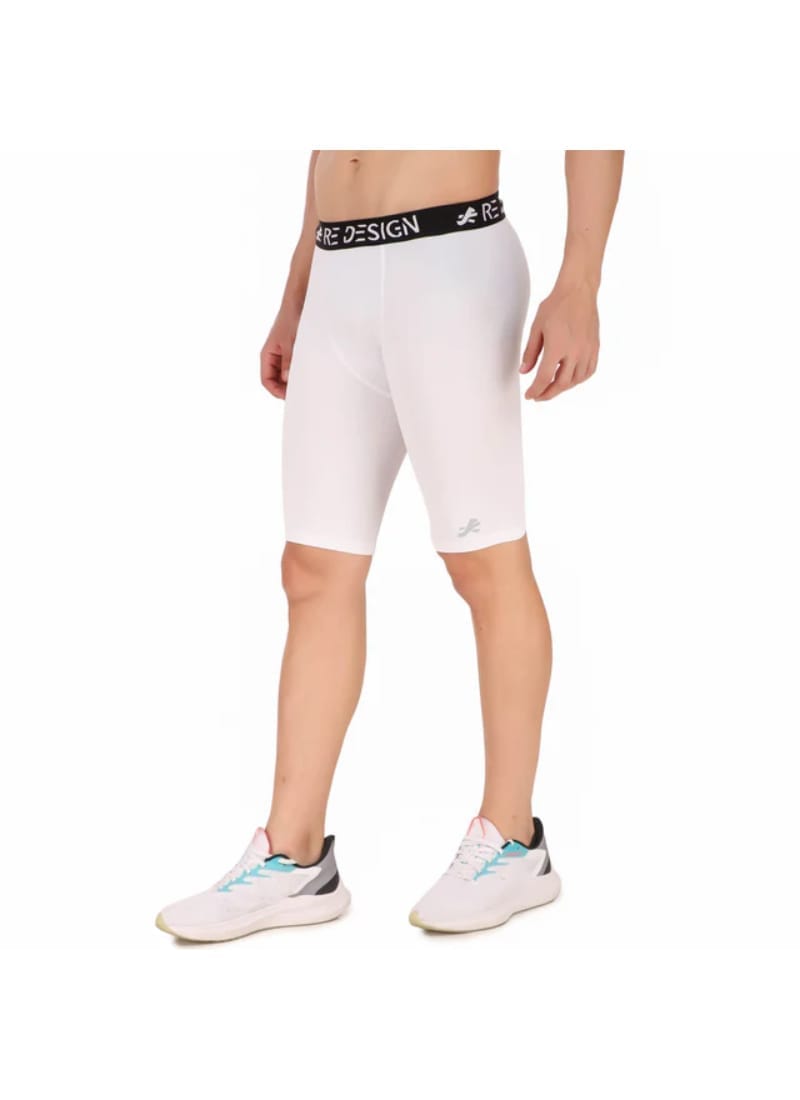 Nylon Compression Shorts and Half Tights For Men (White)