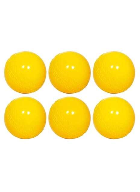 Fitfix® Wind Ball Cricket PVC Synthetic Material - Size: 72 mm Dia Standard (Pack of 6) Yellow Colour