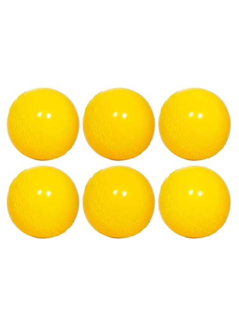 Fitfix® Wind Ball Cricket PVC Synthetic Material - Size: 72 mm Dia Standard (Pack of 6) Yellow Colour