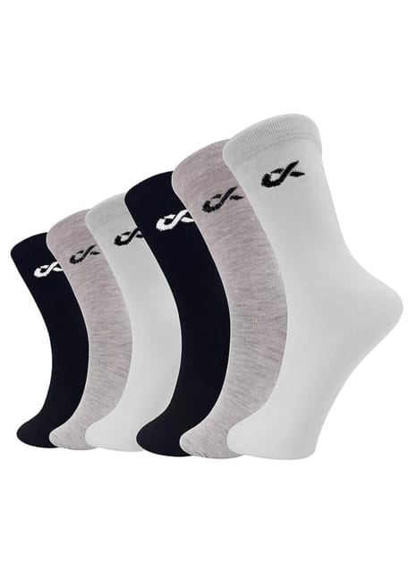 XJARVIS ® Texas Premium Socks for Men's  Free Size – (WHITE/GREY/BLACK) Pack of 6