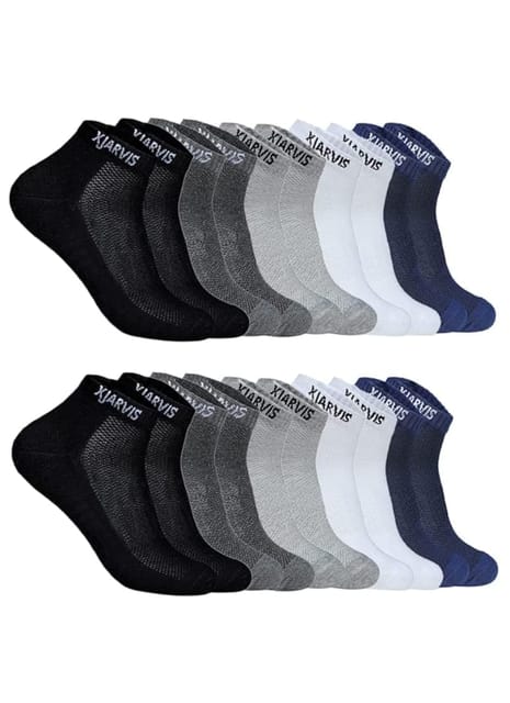 XJARVIS 10 Pairs Ankle Length Half Terry Cotton Bamboo Socks Men & Women   Pack of 10 White, Black, Dark Grey,  Navy