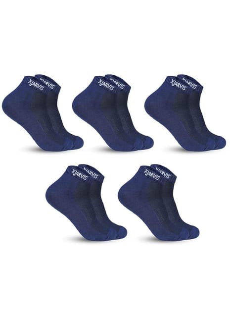 XJARVIS 5 Pairs Ankle Length Half Terry Cotton Bamboo Socks Men & Women  Pack of 5 Navy