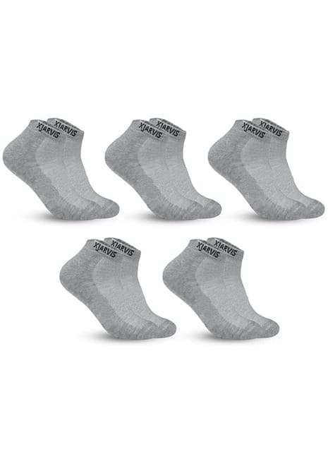 XJARVIS 5 Pairs Ankle Length Half Terry Cotton Bamboo Socks Men & Women Pack of 5 Grey