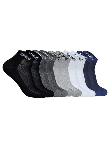 XJARVIS 5 Pairs Ankle Length Half Terry Cotton Bamboo Socks Men & Women for Gym, Casual Wear & Running Odor Free, Pack of 5