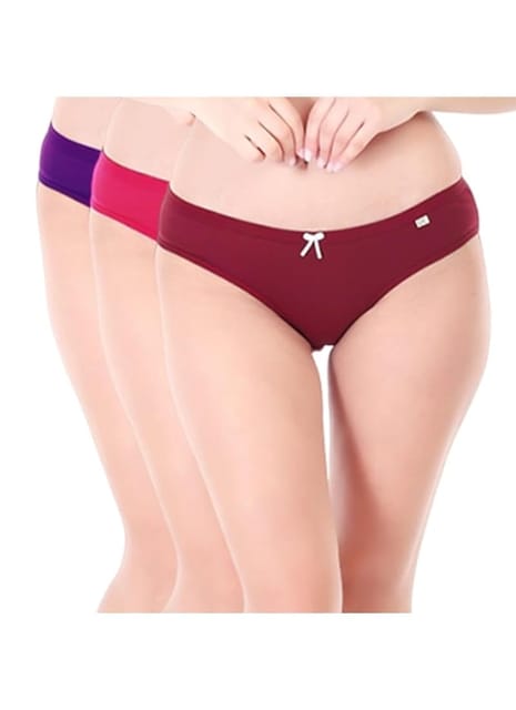 XJARVIS Caribeanchic Women Hipster Panty  Pack of 3 (Brown/Pink/Purple)