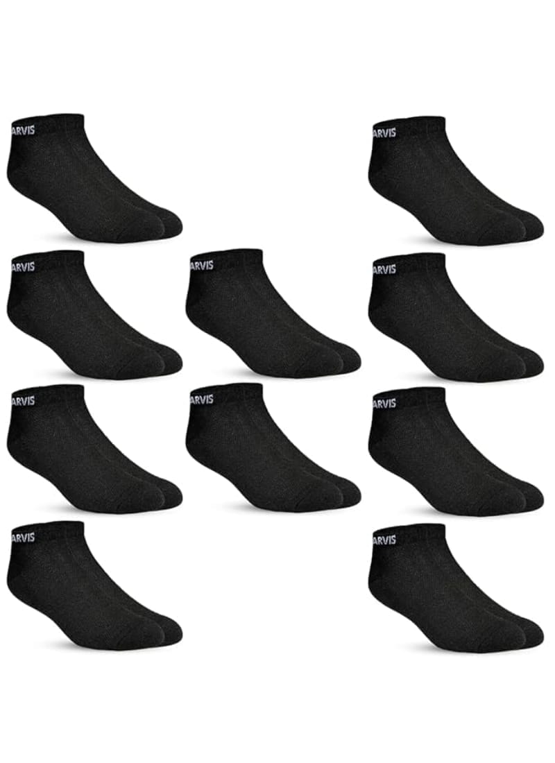 XJARVIS Men's and Women's Combed Cotton Ankle Length Socks Pack of 10 Pairs (Free Size) Black