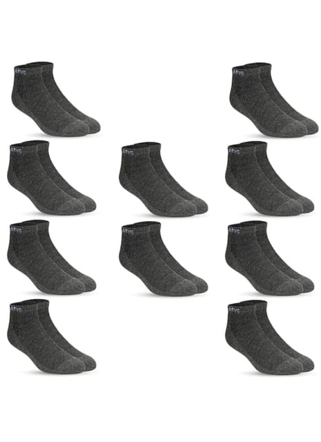 XJARVIS Men's and Women's Combed Cotton Ankle Length Socks Pack of 10 Pairs (Free Size) Dark Grey