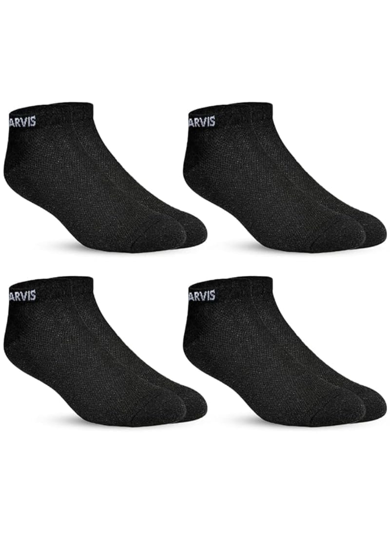 XJARVIS Men's and Women's Combed Cotton Ankle Length Socks  Pack of 4 Pairs (Free Size) Black