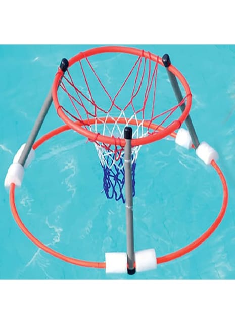 Fitfix Pool Basketball Goal Net for Kids, Floating Water Basketball Game Net for Swimming Pool for Kids & Adults - Red & White (Large)