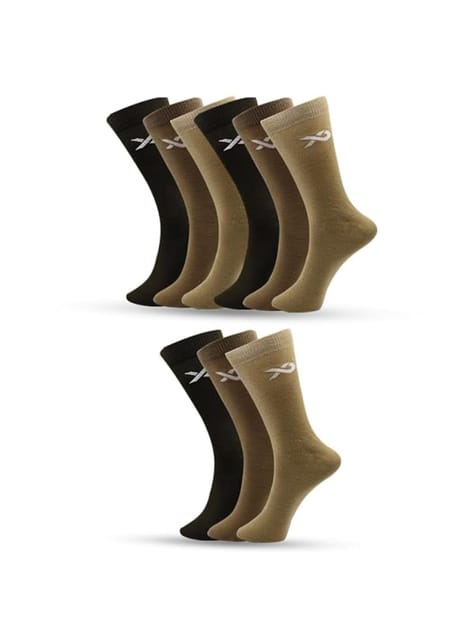 XJARVIS Texas Army Men's Solid Calf Crew Combed Full Length Cotton Formal Socks Pack of 9