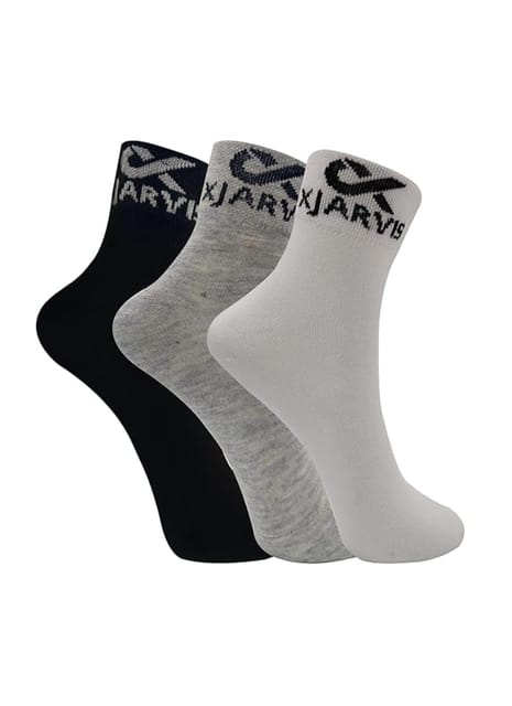 XJARVIS Berlin Premium Cotton Ankle Socks  (BLACK/GREY/WHITE)  Pack of 3