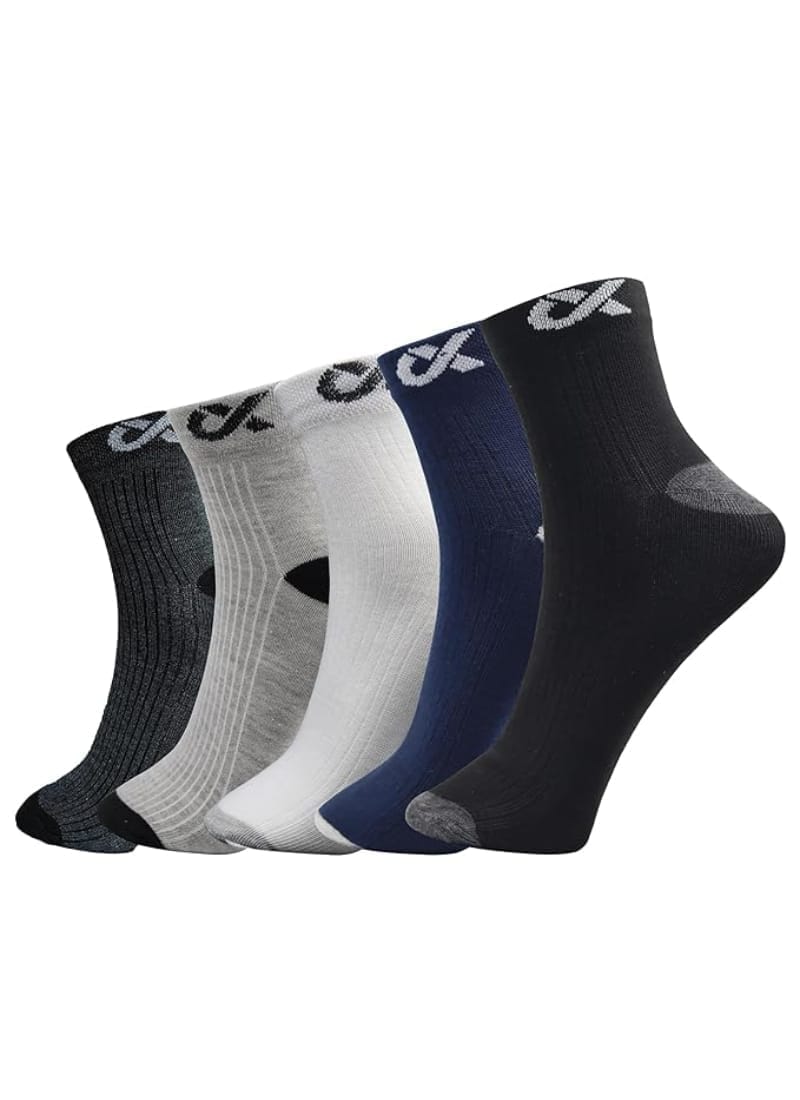 XJARVIS Cuba 5 Pairs Ankle Length Cotton Bamboo Socks Men & Women  Pack of 5