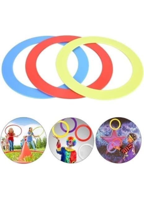 Fitfix Polyproplene Juggling Magician Rings, Sports Rings For Kids, Boys And Girls For Age 5+, Set Of 6 Size Diameter 24 Cm / 9 Inches,Assorted