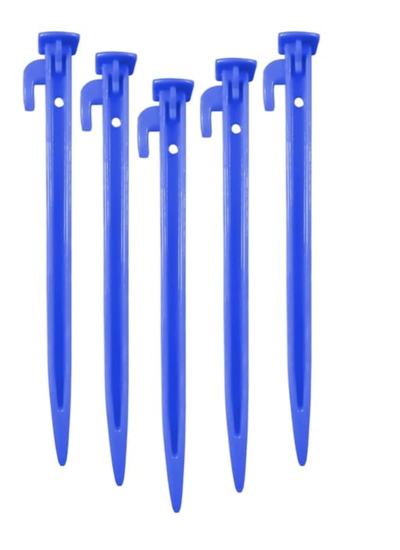 Fitfix Plastic Tent Stakes for Campings Outdoor and Garden Lawn, Sturdy Canopy Stakes Accessories Suitable for Sand Beach Woods (Blue)