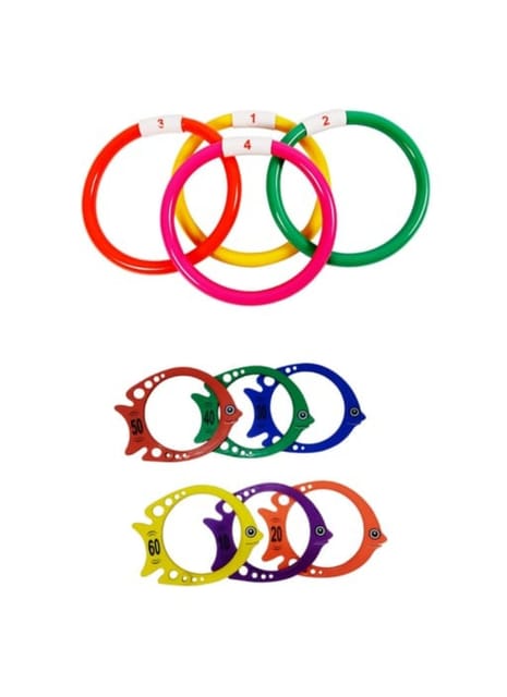 Fitfix™ Swimming Toy Set of Underwater Games, Diving Vertical Fish, Sinker Rings I Diving Toys for Children I Ideal Gift Set - Made in India (Sinker Ring +Diving Vertical Fish) Combo