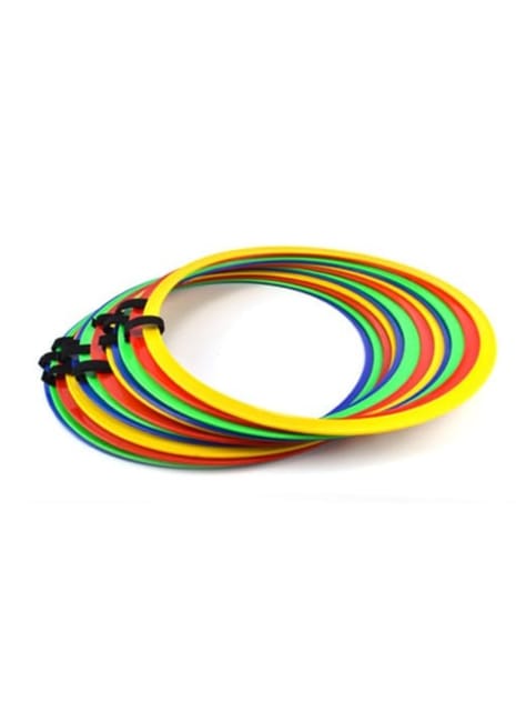 Fitfix® Plastic Sports Agility Ring Ladder Multicolored Footwork Training & Speed Hurdles Set (12 Rings with Velcro) for Soccer Football Tennis Baseball Drills- 18 inch/45 cm Size, Home Gym Equipment