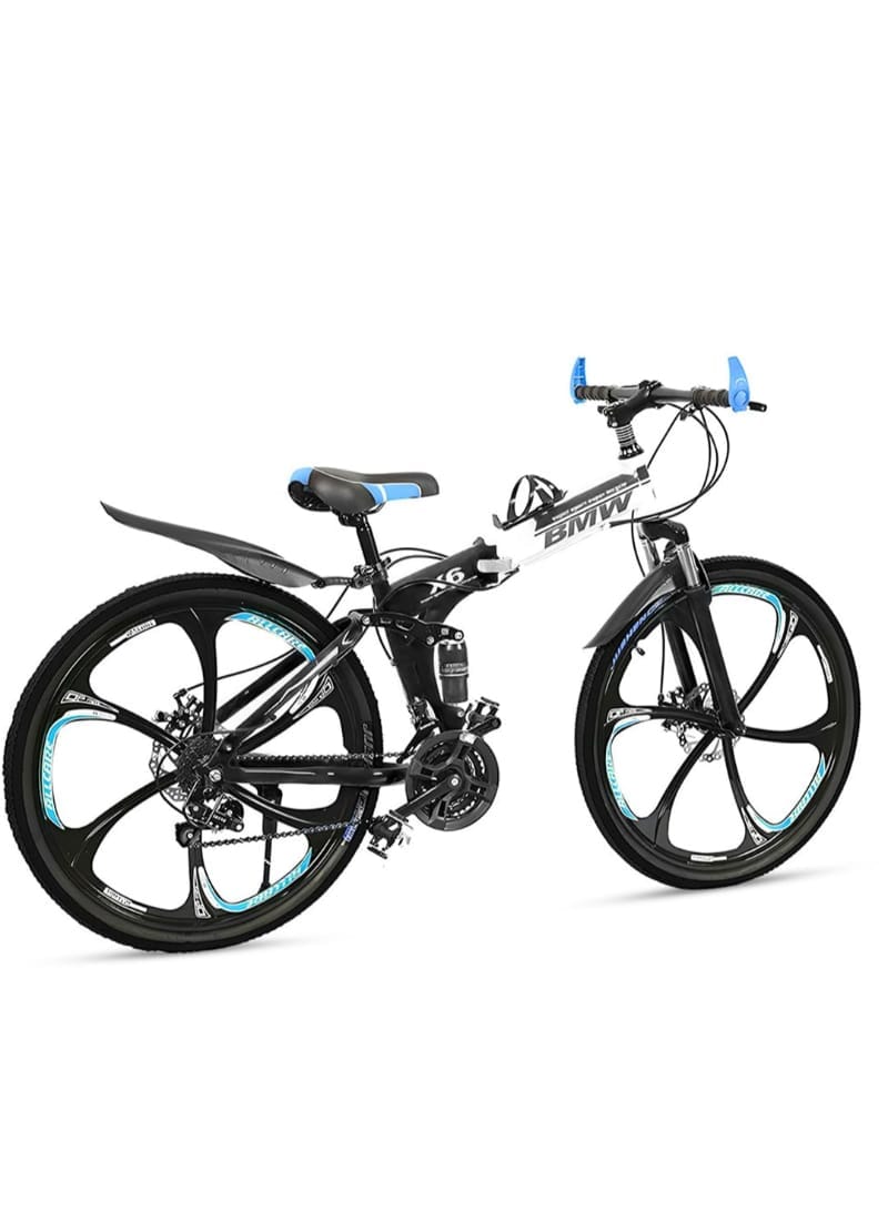 Skyride Bmw X6 Cycle 6 Spoke Foldable Cycle With 21 Speed Gear Cycle With Dual Disc Brake Cycle Carbon Frame Suspension Bicycle For Men 26Inch Wheel Size (Black), Cruiser Bike