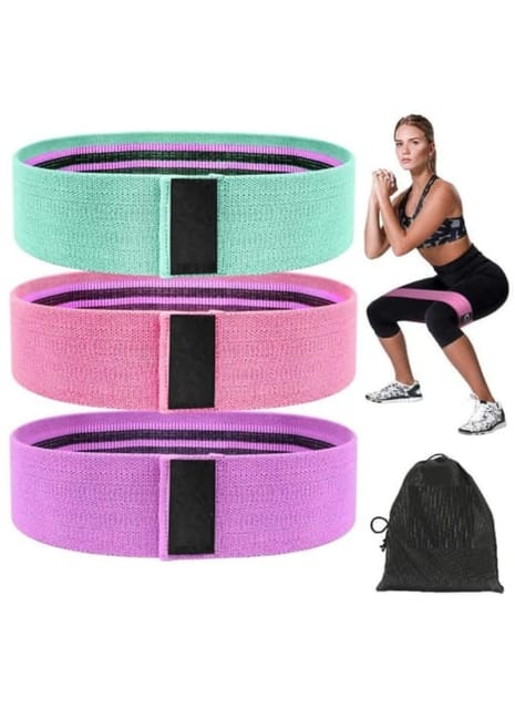 Fitfix® Fabric Resistance Band - Loop Hip Band for Women & Men for Hip, Legs, Stretching, Toning Workout. Mini Loop Booty Bands for Glutes, Squats Exercise Usable in-Home & Gym. (Set of 3)