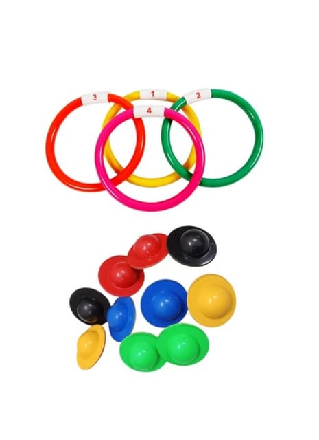 Fitfix™ Swimming Toy Set of Floating Egg Flips,Underwater Game Sinker Rings I Diving Toys for Children I Ideal Gift Set - Made in India (Sinker Ring + Egg Flip) Combo Made in India