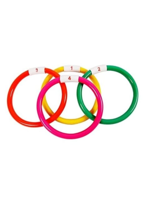 Fitfix® Soft Underwater Pool Diving Sinker Rings! Dive into Fun Multi Colors Age 5+ Pack of 4 Sinker Rings (7-inch) in Storage Bag – Ideal Gift Swimming Toys Diving, Pool Games, Accessories for Kids