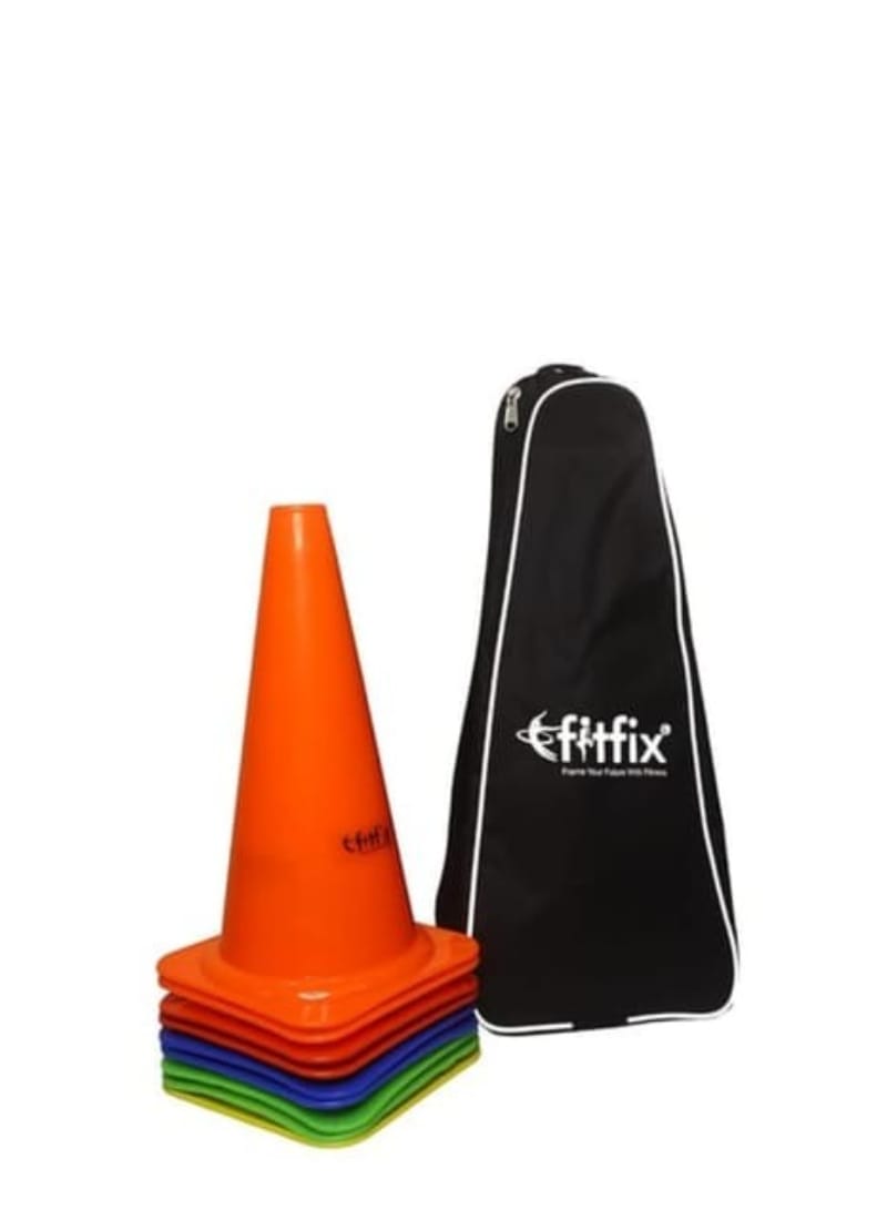 Fitfix Agility Marker Plastic Cones for Soccer, Cricket, Training Traffic Cone, Dog Agility Soccer Cricket Track and Field Sports and Outdoor Agility Training -  Field Sports (Pack of 12) (Height 12 Inches - Large)