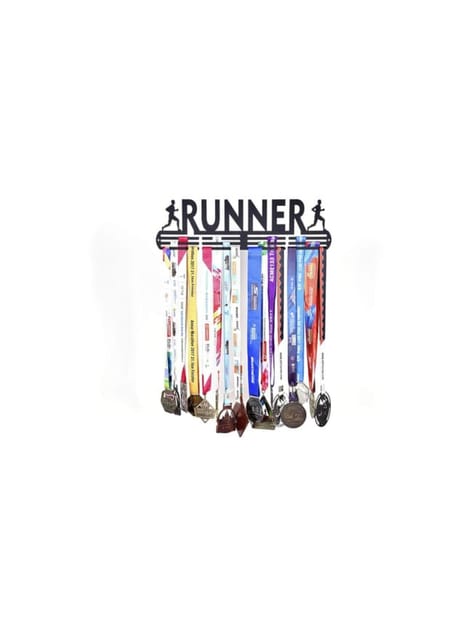 RUNWYND Runner Medal Hanger with 3 Rows - Black (40 cm x 12 cm) (Standard)