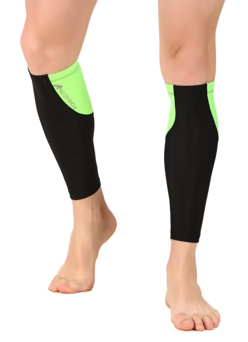 Polyester Compression Calf Sleeves (Black/Neon Green)