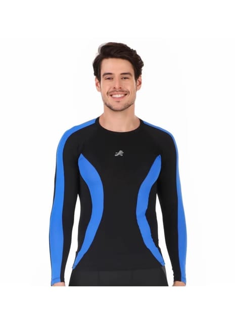 ReDesign Nylon Compression Top Full Sleeve (BLACK/ROYAL BLUE)