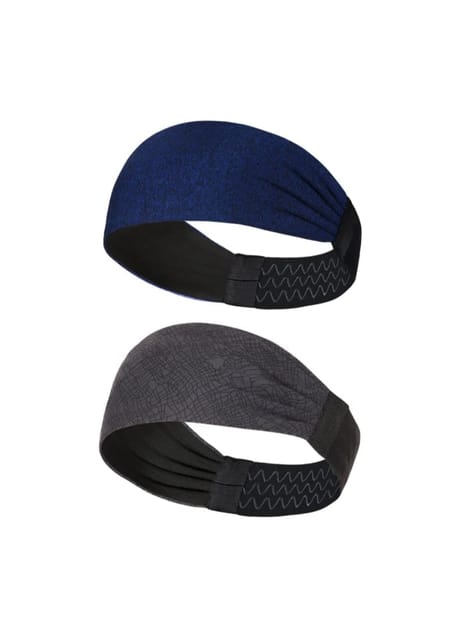 Sports Headband For Men and Women (Blue Melange/Seismic Grey)