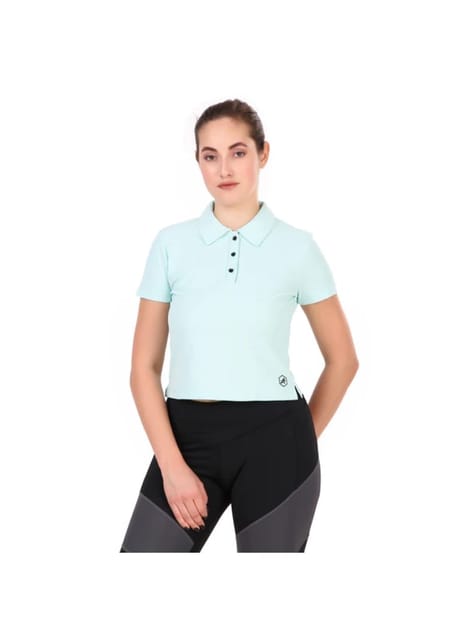 Activewear Polo Crop Top For Women (Sky)